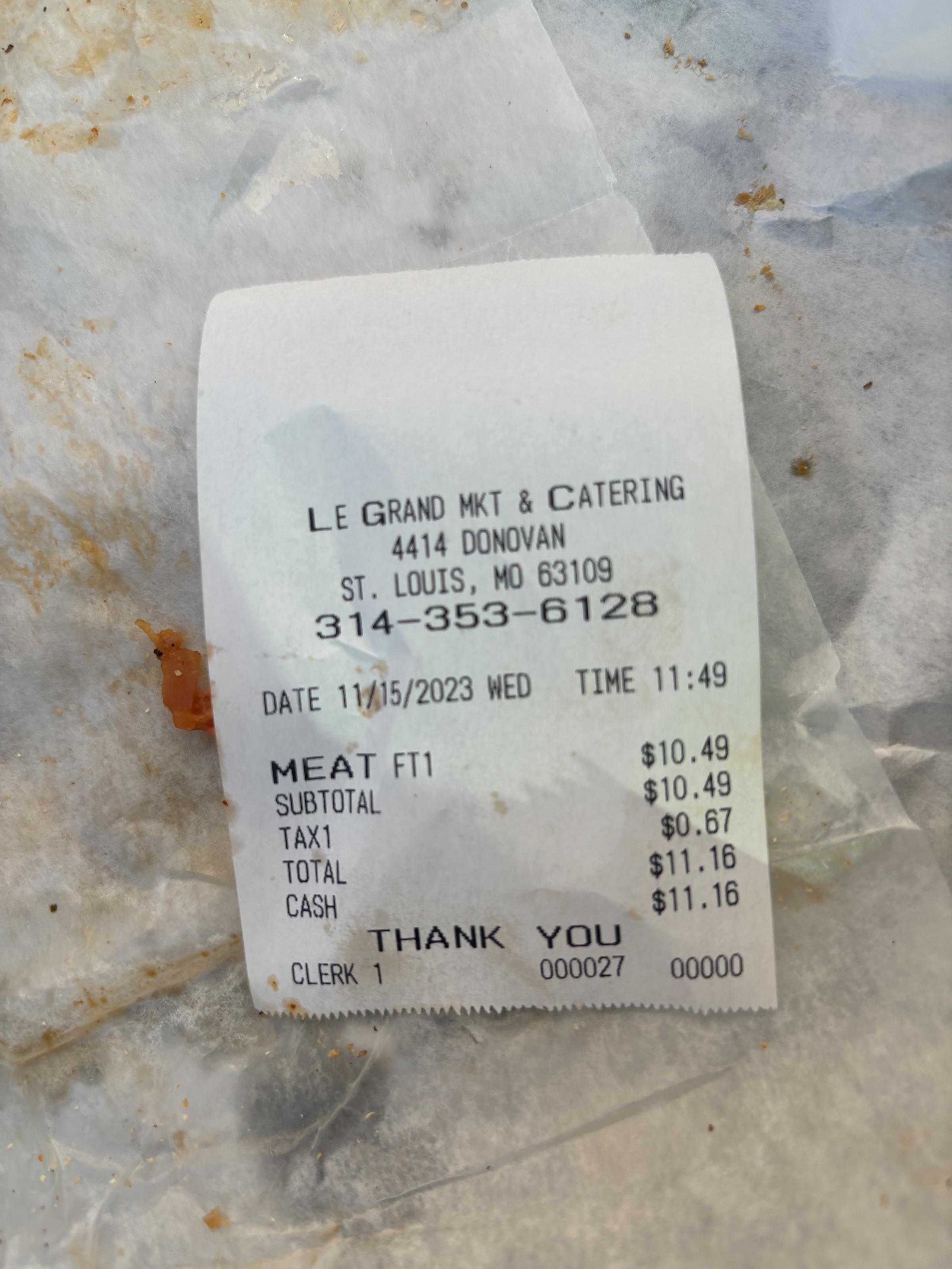 LeGrand's receipt
