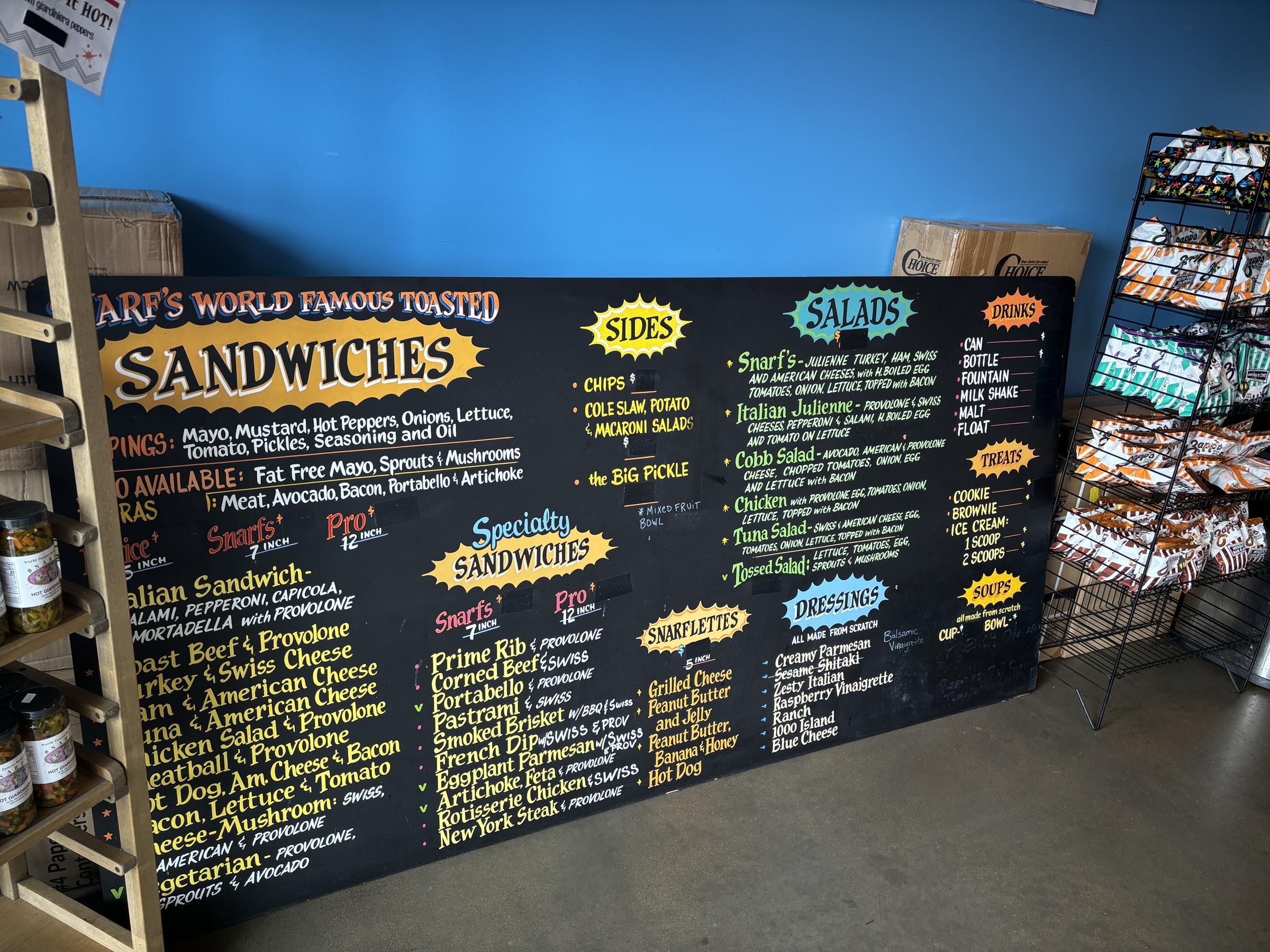 Snarf's Sandwiches menu