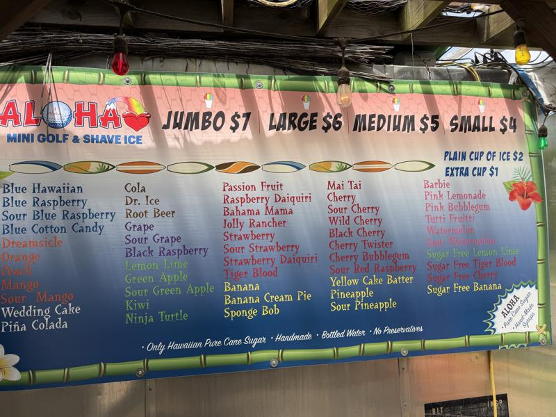 Shave Ice Flavors