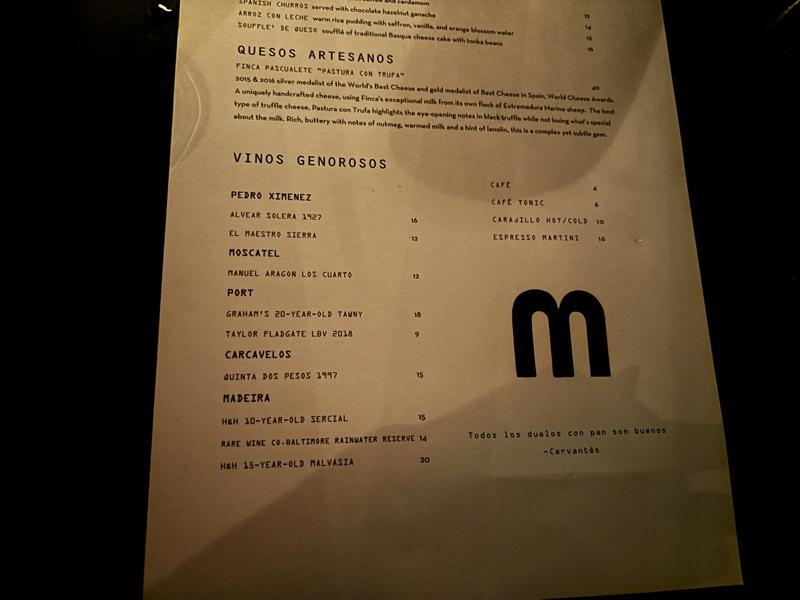 Bar Moro menu 2