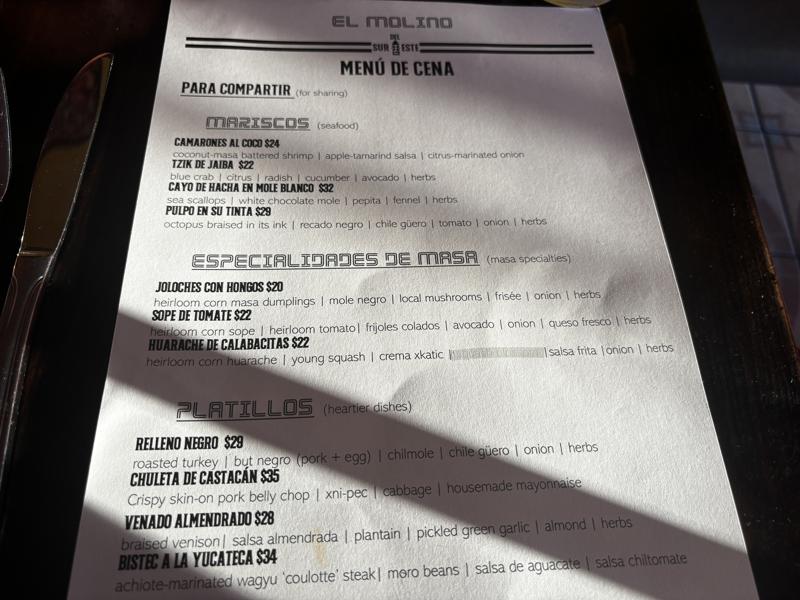 El Molino menu