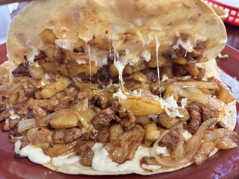 El Potro inside adobo Quesadilla