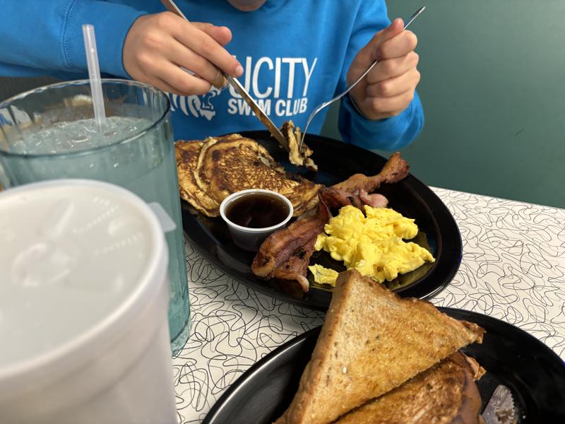 Kids Pancakes Eggs And Bacon