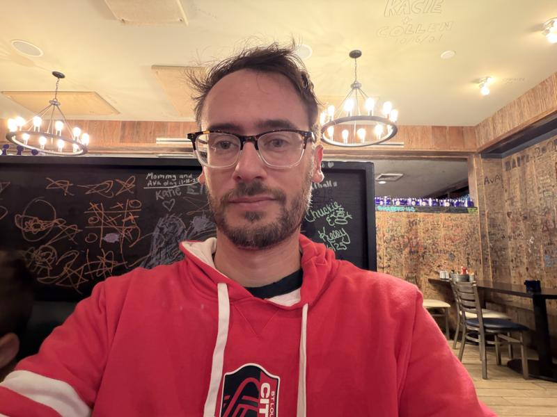 Shack Breakfast & Lunch selfie in a booth on the left side