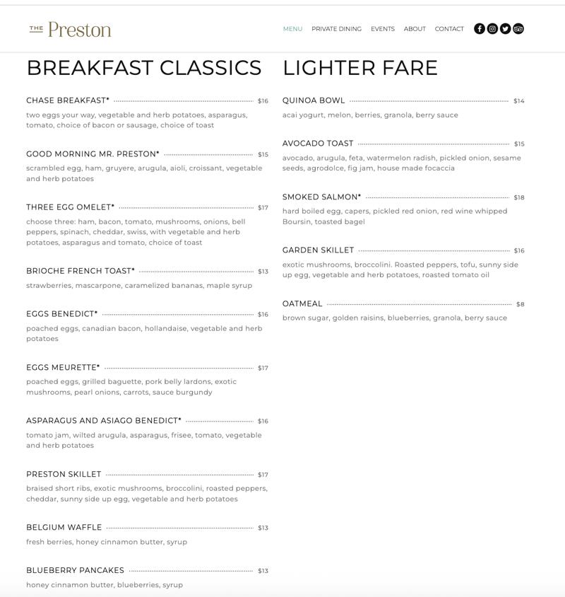 Brunch Menu